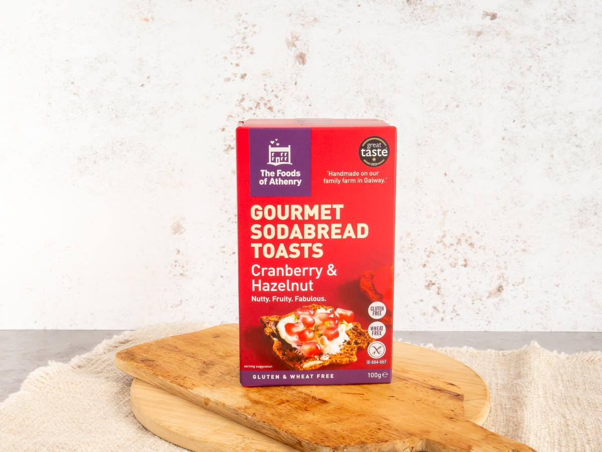 gluten free soda bread cranberry & hazelnut toasts